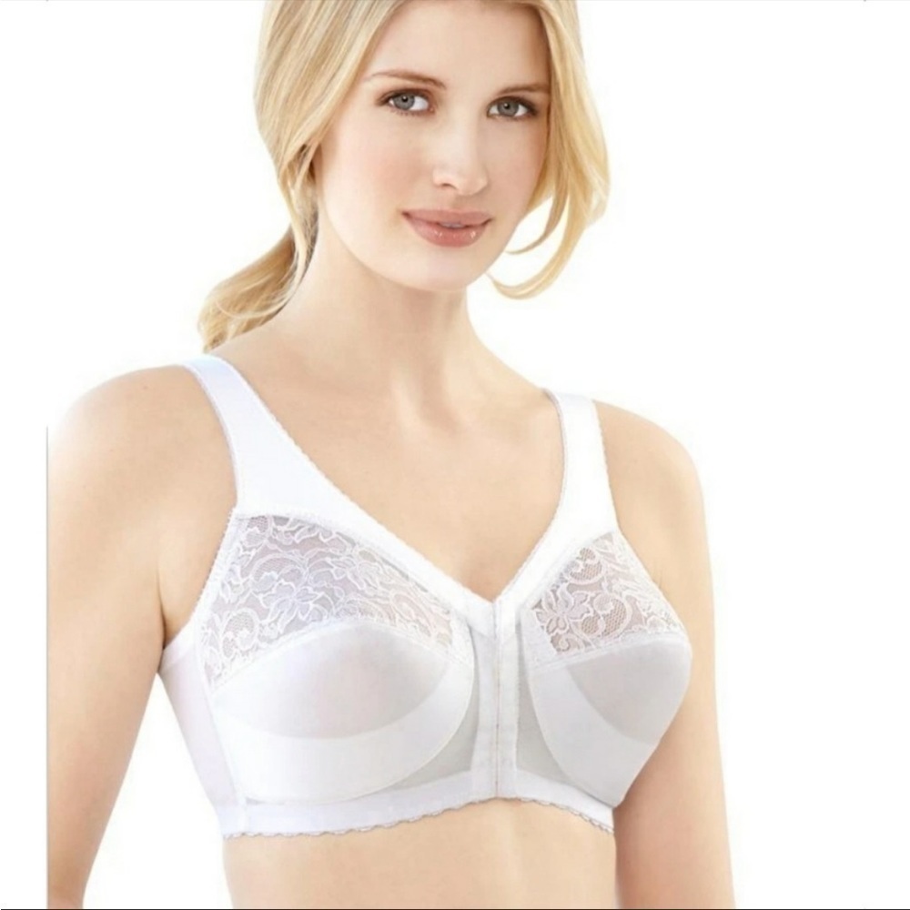 Glamorise magic lift front-Closure wirefree full coverage bra white 48DD US - Picture 2 of 8